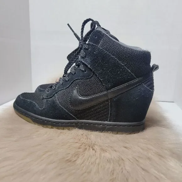 Nike Dunk Sky Hi Essential Hidden Wedge Black Women’s  644877-006 Sneaker Shoes - Picture 3 of 9